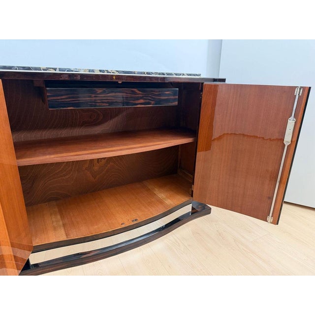 Brown Art Deco Sideboard in Macassar, Marble & Chrome, France, 1930 For Sale - Image 8 of 18