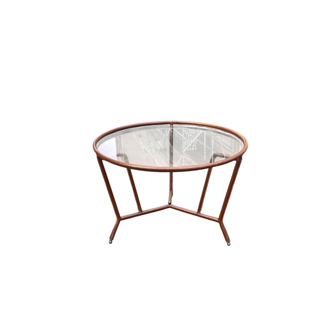 Stitched Leather Cocktail Table by Jacques Adnet, 1950s For Sale - Image 11 of 11