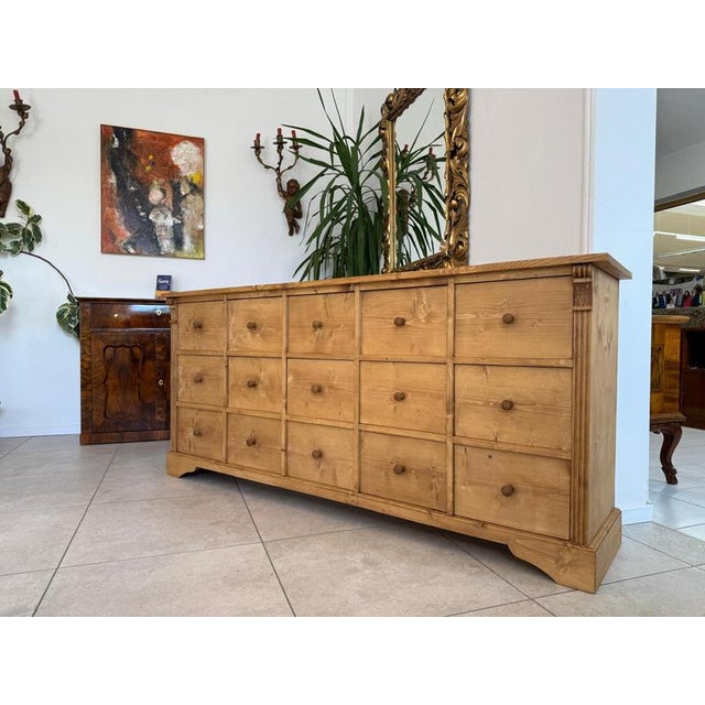 Rustic Apothecary Shop Chest in Softwood For Sale - Image 16 of 16