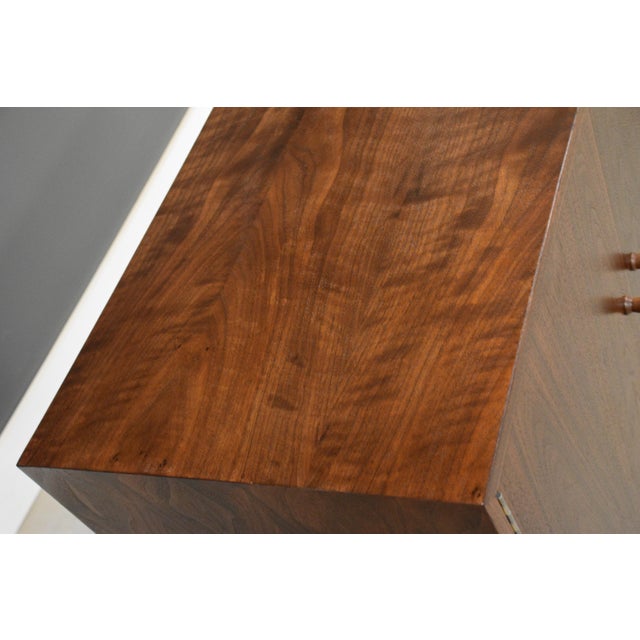 Brown 1960s Refinished 36” Walnut Mid Century Credenza Chest For Sale - Image 8 of 10