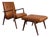1950s Mid-Century Modern Walnut and Leather Lounge Chair Ottoman Set by Mel Smilow For Sale