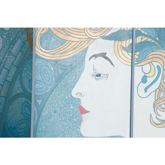 Art Deco Art Deco Style Round Four Panel Room Divider For Sale - Image 3 of 11