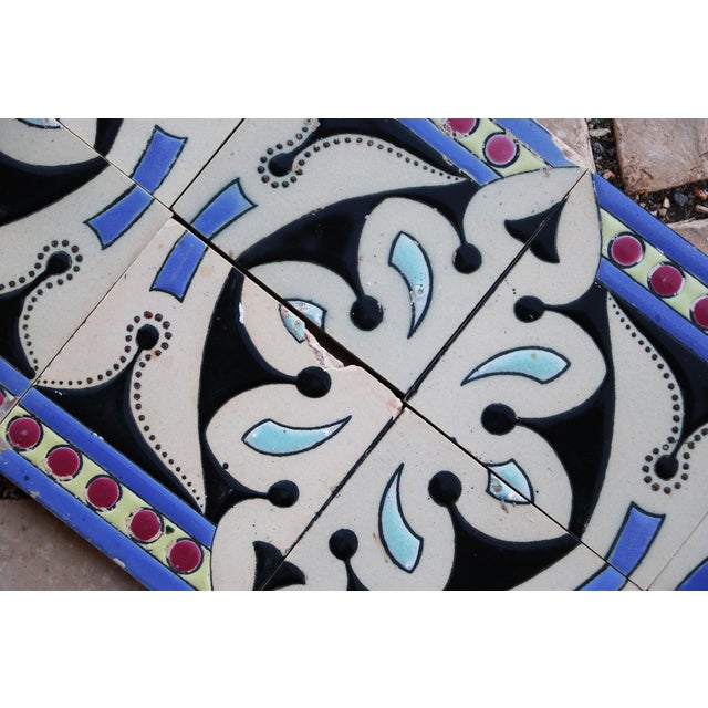 Ceramic 1920s Art Deco Symmetrical Motif Tile Border, Portuguese For Sale - Image 7 of 12