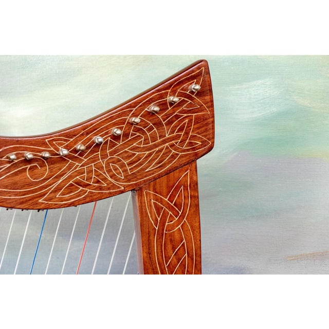 Vintage Ornately Carved and Inlaid 19-String Table-Top Harp For Sale In New York - Image 6 of 13