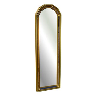 Golden Mirror with Beaded Frame and Fleur-De-Lys, 1980s For Sale