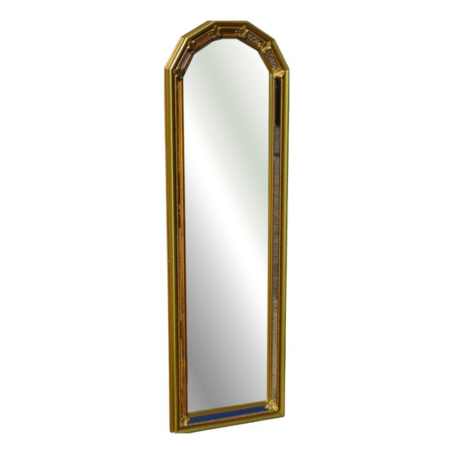 Golden Mirror with Beaded Frame and Fleur-De-Lys, 1980s For Sale