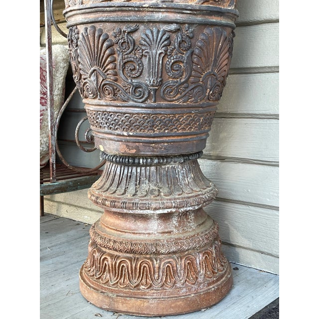 Pair Late 19th Century Monumental Neoclassical Amphora Garden Urns - Set of 2 For Sale - Image 4 of 12