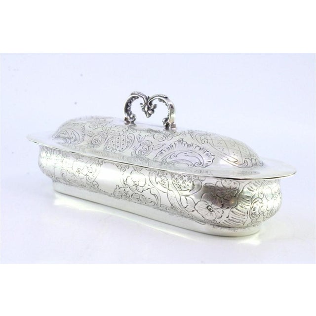 Silver Soap Dish with Engravings and Monogram Cards For Sale - Image 3 of 8