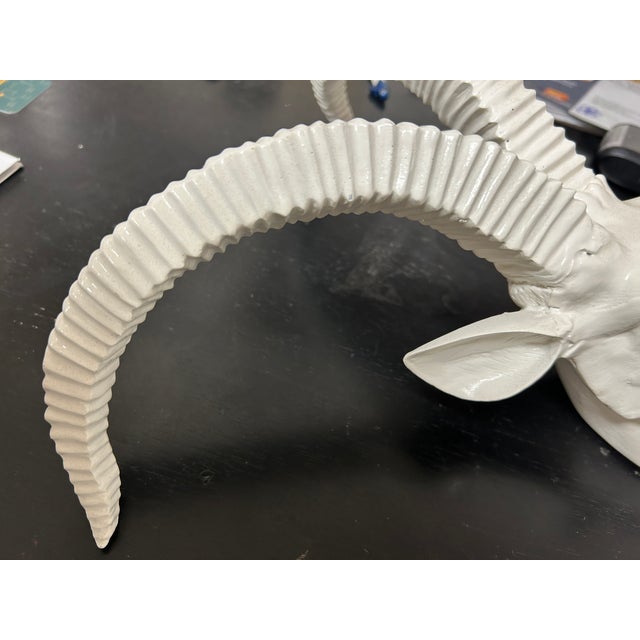 Vintage Faux Taxidermy White Goat Head Wall Mount For Sale - Image 11 of 11