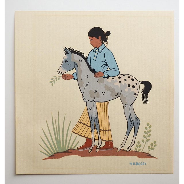 Native American Late 20th Century Harrison Begay Navajo Girl and Appaloosa Foal Serigraph For Sale - Image 3 of 3