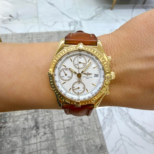 Brand: Breitling Gender: Mens Metal Type: 18K Yellow Gold Diameter: 40.00 mm Weight: 118.00 grams BREITLING Gent's 18K...