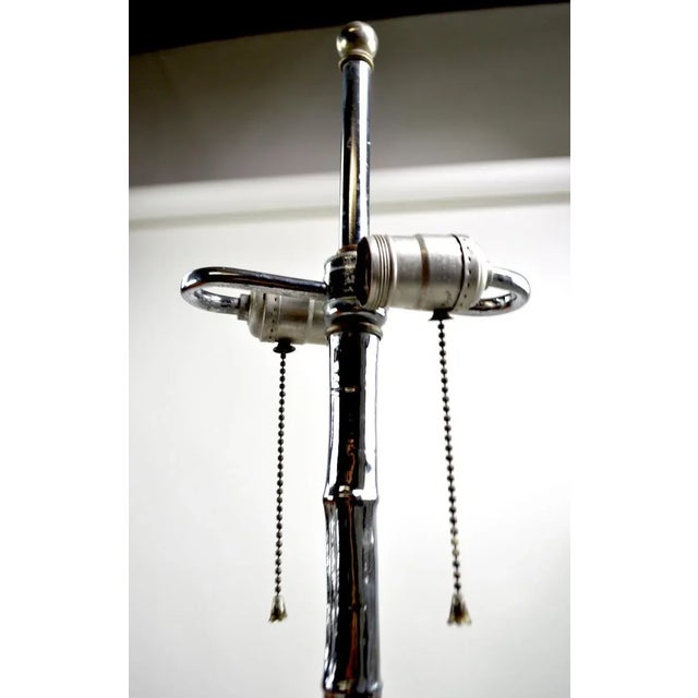 Metal Aluminum Lotus Base Floor Lamp With Faux Bamboo Stem For Sale - Image 7 of 10