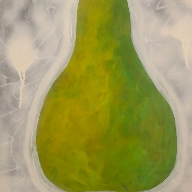 Contemporary Contemporary Painting on Canvas by CL Auker, Large Green Pear For Sale - Image 3 of 6