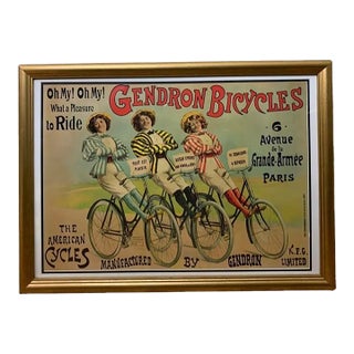 Vintage Reproduction “Gendron Bicycles Advertisement Poster” in Gold Frame For Sale
