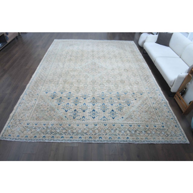 Persian 1960s Vintage Persian Handmade Wool Cotton Beige Area Rug For Sale - Image 3 of 11