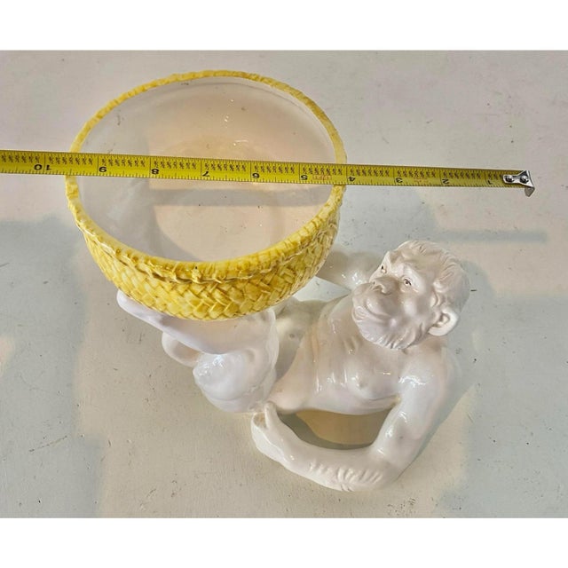 Ceramic Vintage Italian Made Porcelain Monkey/Bowl Centerpiece For Sale - Image 7 of 10