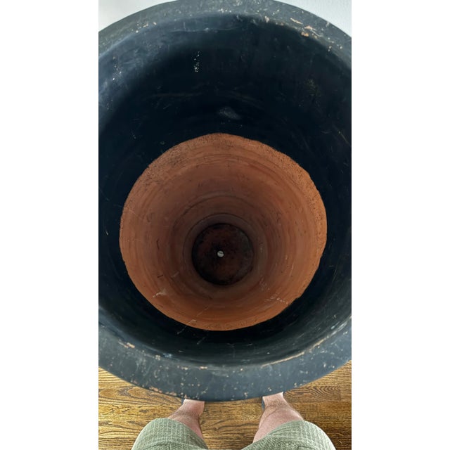 Large Italian Painted Ribbed Terracotta Planter For Sale In New York - Image 6 of 6