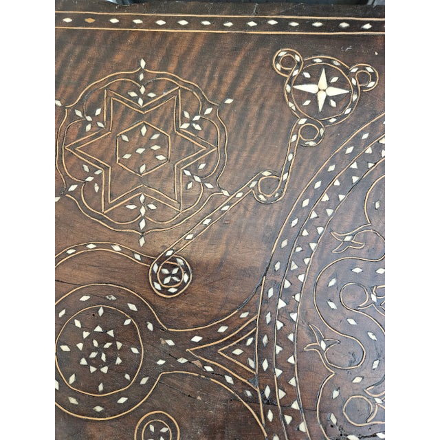 Brown 19th C British Colonial Anglo Indian Inlaid Trestle Table For Sale - Image 8 of 12
