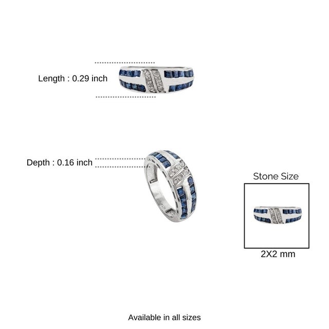 Modern 2.1 Carat Blue Sapphire & Diamond Statement Dome Band in 925 Silver - Size 6 For Sale - Image 9 of 11