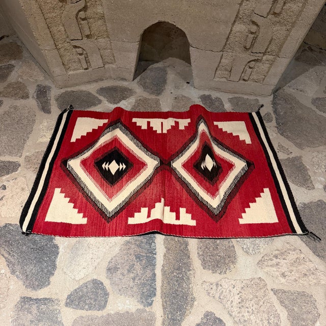 Handwoven Navajo Indian Flat Weave Textile, Geometric Design, 1900s For Sale - Image 13 of 13