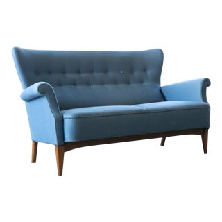 Danish Settee From Mid-1950's in Beech and Wool Fritz Hansen Model 8112 For Sale