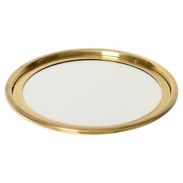 Brass and Crystal Round Serving Tray by Bellotto, Italy, 1970s For Sale - Image 11 of 11