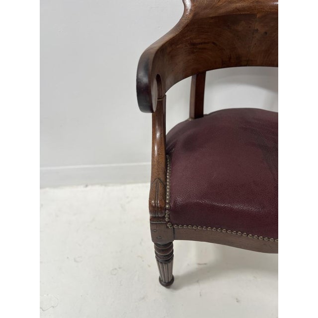 Brown Empire Style Desk Chair in Mahogany and Veneer, 19th Century For Sale - Image 8 of 12