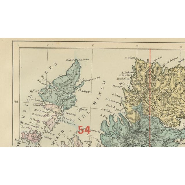 Antique Map of Scotland, 1885 For Sale - Image 3 of 11