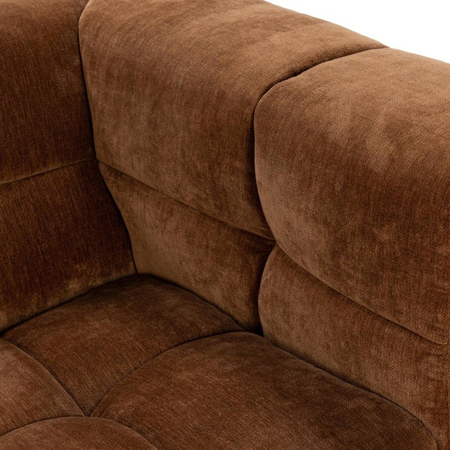 2020s Milk Chocolate Velvet Tufted Sofa For Sale - Image 5 of 7