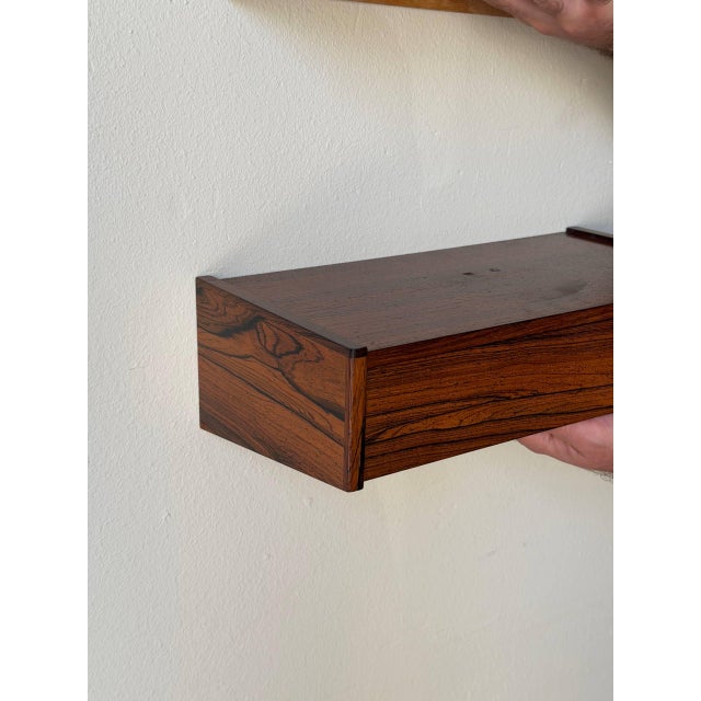 Brown 1960s Mid Century Danish Rosewood Floating Nightstands Wall Mounted, A Pair For Sale - Image 8 of 10