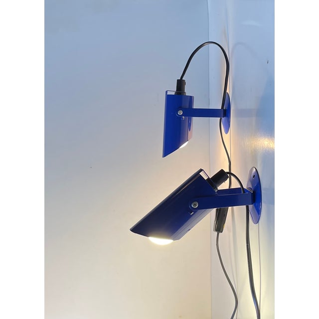 Danish Minimalist Blue Wall Lights from Lyfa, 1980s, Set of 2 For Sale - Image 9 of 9