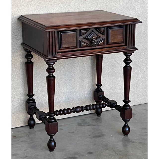 French French Nightstands in Solid Carved Oak With Turned Columns, Set of 2 For Sale - Image 3 of 12