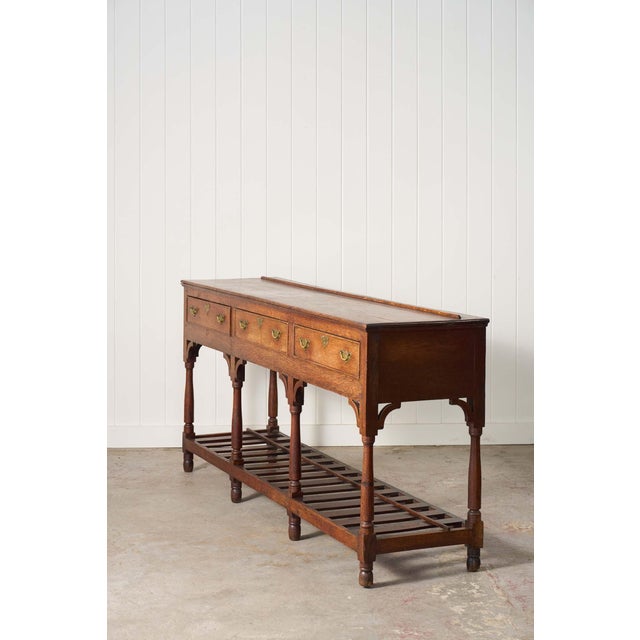 English 19th Century English Oak 3-Drawer Dresser Base / Server For Sale - Image 3 of 10