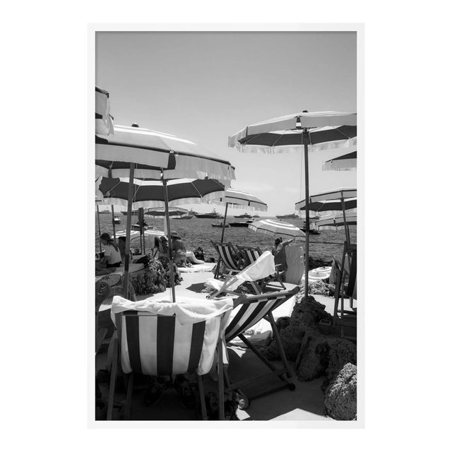 Fontelina Umbrellas by Natalie Obradovich in White Framed Paper, Small Art Print For Sale