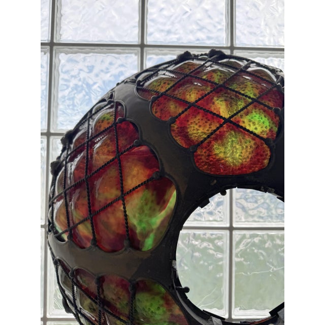 1960s Tiffany-Style Iridescent Glass & Bronze Turtleback Tile 26" Shade (Shade Only) For Sale - Image 16 of 18