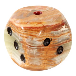 Solid Alabaster / Marble Oversized Dice Paperweight For Sale