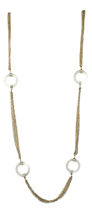 Camphor Glass Ring Station Multi-Chain 14k Gold Necklace