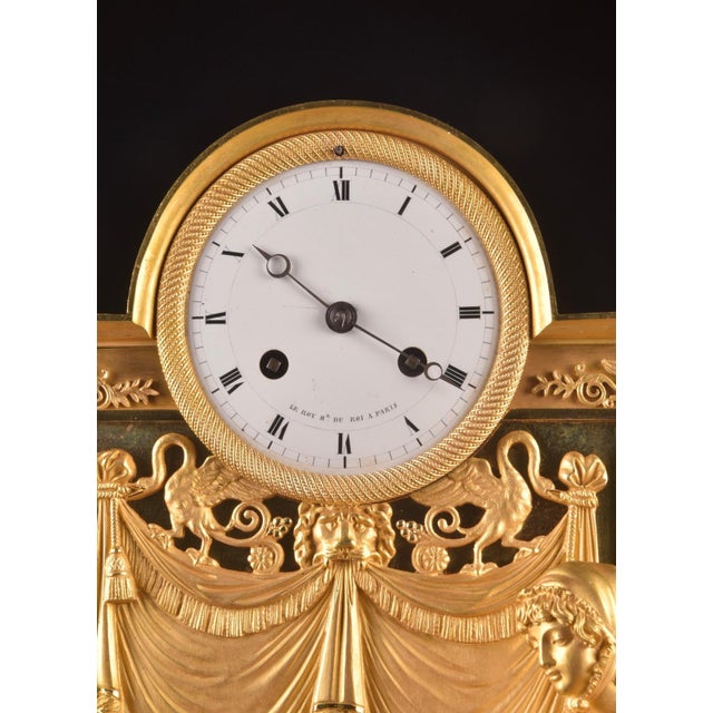 c.1820 Reiche Empire Gilt Ormolu Bronze Clock For Sale - Image 12 of 18