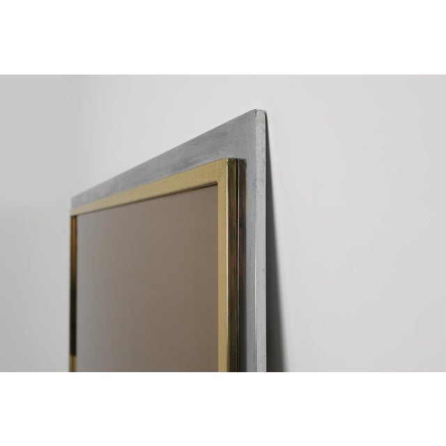 Large Mid-Century Mirror in Metal and Fumé Glass from Belgo Chrome, Belgium, 1980s For Sale - Image 9 of 12