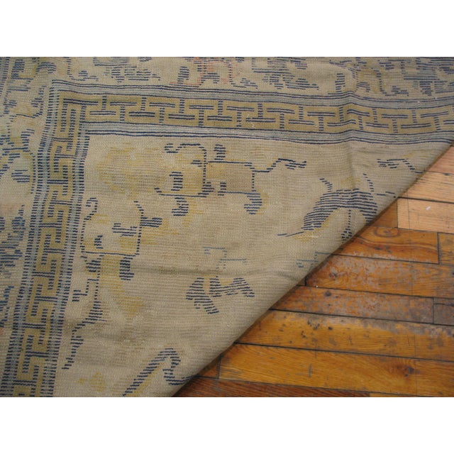 Late 19th Century 1880s Ivory Yellow Antique Chinese Ningxia Rug 4'6" X 6'6" Hand Knotted Wool Carpet For Sale - Image 5 of 5