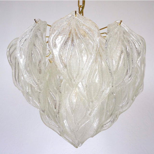 Italian Murano Ice Glass Leaf Arischoken Pendant Lamp from Novaresi, 1970s For Sale - Image 12 of 13