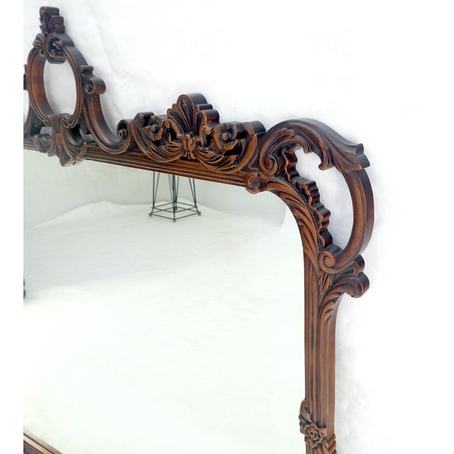 c1940s Pierced Carved Mahogany 56x50” Chippendale Style Wall Mirror MINT! For Sale - Image 6 of 11
