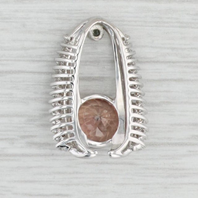New 2.83ctw Brown Zircon Diamond Pendant 14k White Gold Floating Drop For Sale - Image 4 of 5