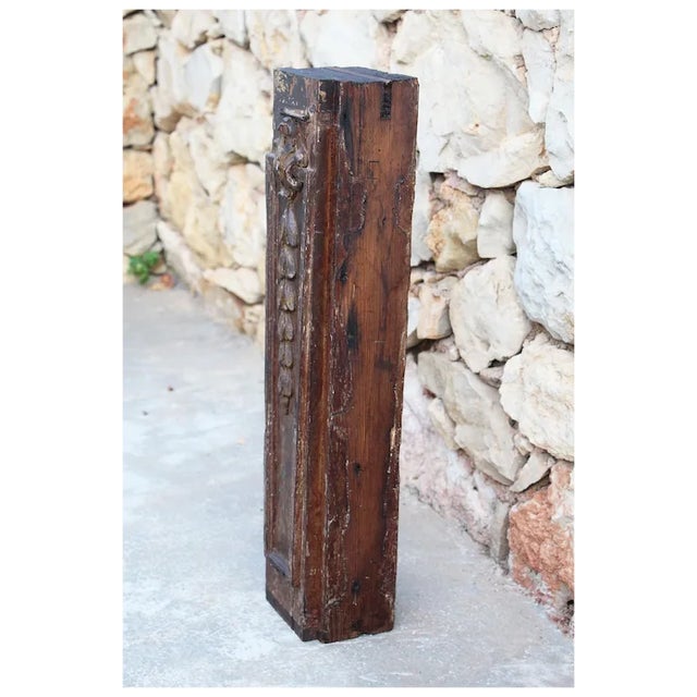 18th Century 18th Century Antique, Baroque Period, Polychrome Wooden Baluster / Pedestal For Sale - Image 5 of 9