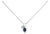 10K White Gold Oval Blue Sapphire and Diamond Double Charm Pendant Necklace - 18" Inches For Sale