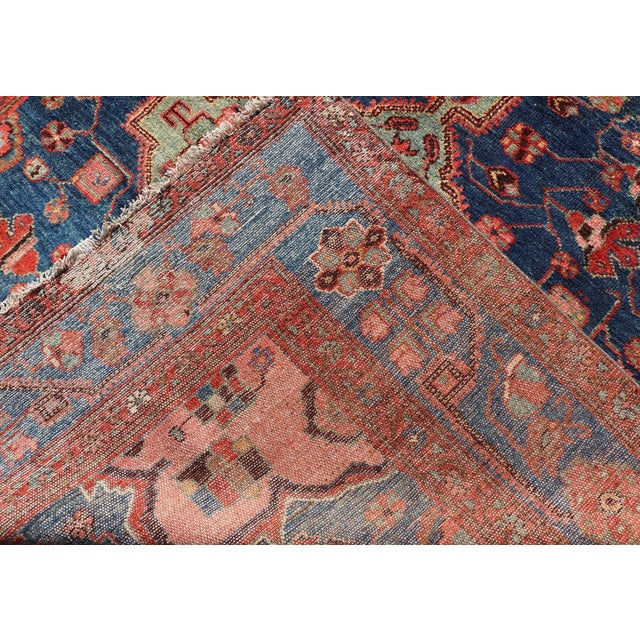 Antique Persian Karajeh Rug With Geometric Medallions in Green, Blue, and Red 5'2 X 7'10 For Sale - Image 14 of 14