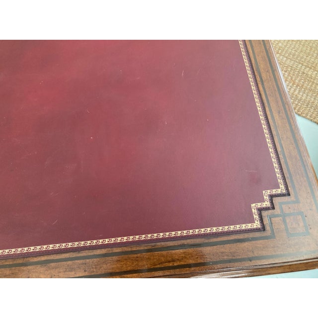 Italian Style Carved Writing Desk With Red Leather Top For Sale - Image 11 of 12
