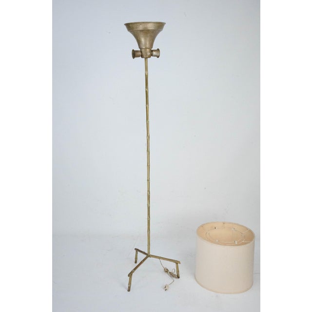 Mid-Century Italian Brass Faux Bamboo Floor Lamp, 1960s For Sale - Image 4 of 11