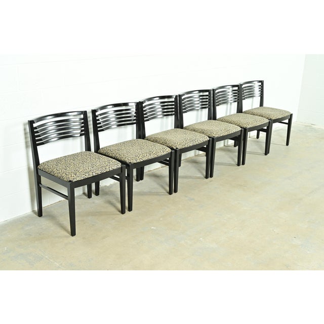 Knoll Postmodern Black Lacquered Ricchio Dining Chairs, Set of Six For Sale - Image 13 of 13