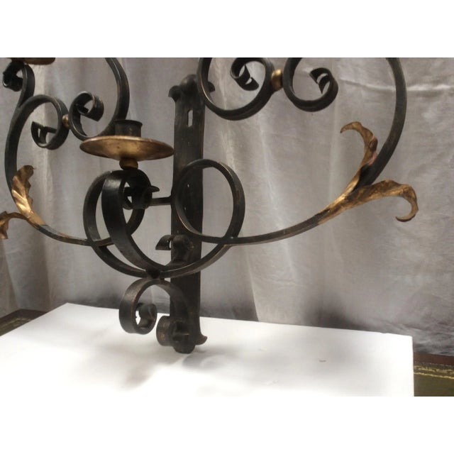 Traditional Hand Wrought Iron Candle Sconce For Sale - Image 3 of 10